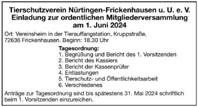 Mitgliederversammlung 01. Juni 18.30 Uhr