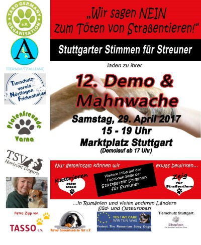 29. April Demo und Mahnwache für Straßentiere